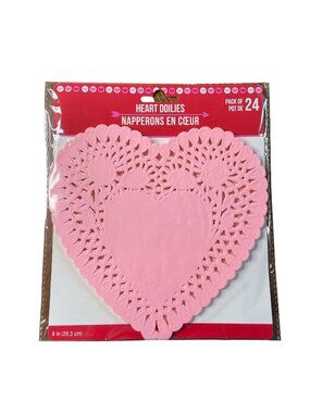 Pink Heart Doilies Paper Romance Valentine Day Ephemera 24 Pack Crafts u Junk Jo